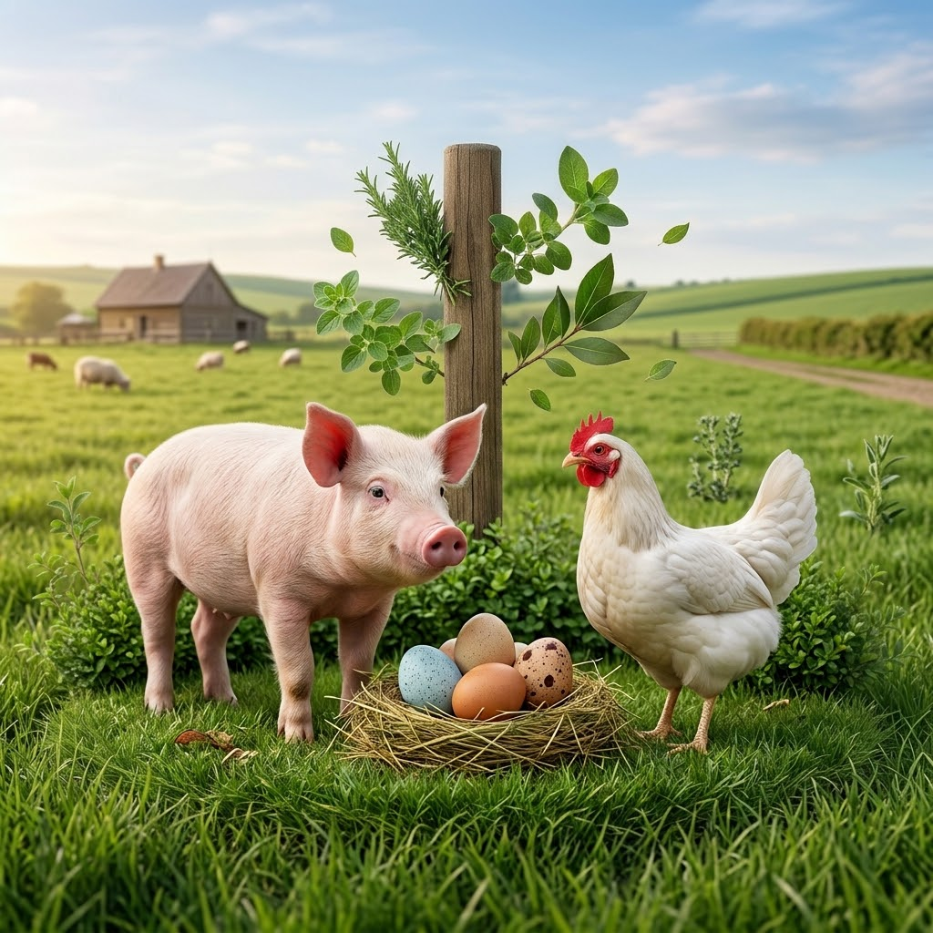 Healthy livestock on a green farm